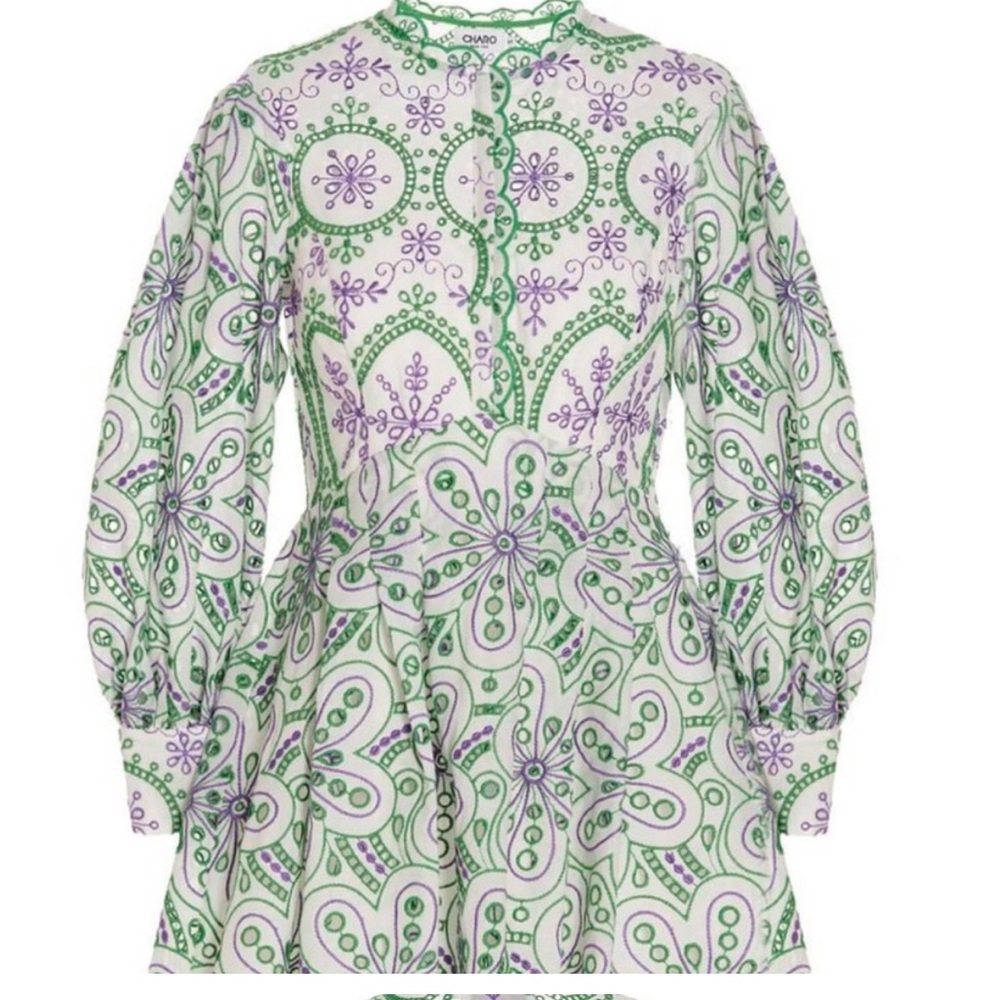 Charo Ruiz Green and Purple Patterned mini Dress
